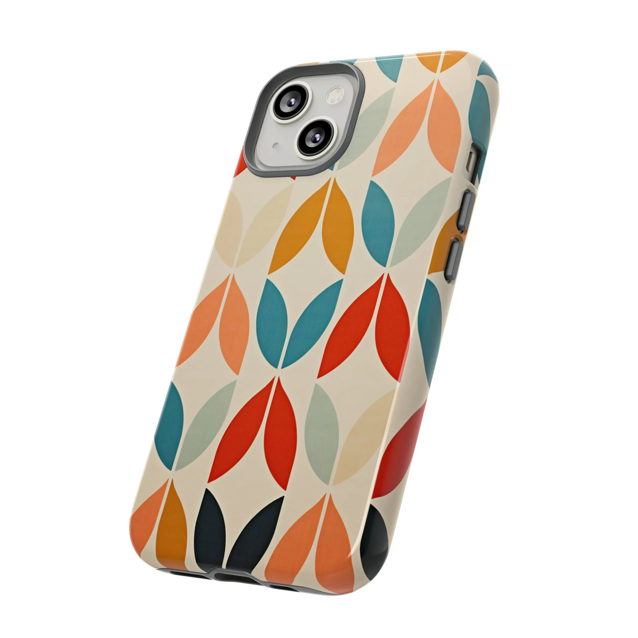 Mid-Century Modern Petals: A Retro Geometric Tapestry Tough Phone Cases