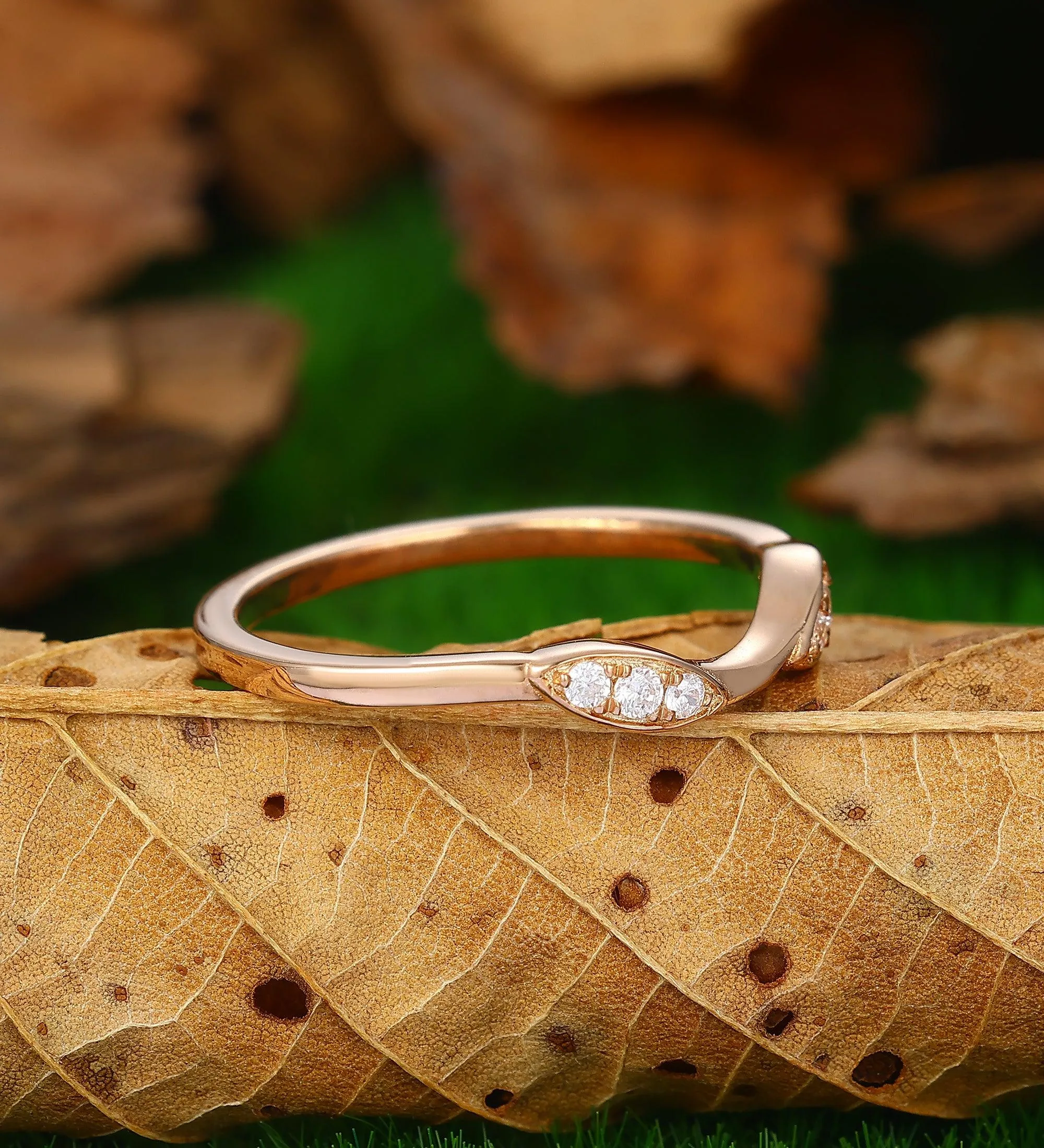 Minimalist Wedding Band Cluster Moissanite Stacking Ring Antique Bridal Wedding Ring Women