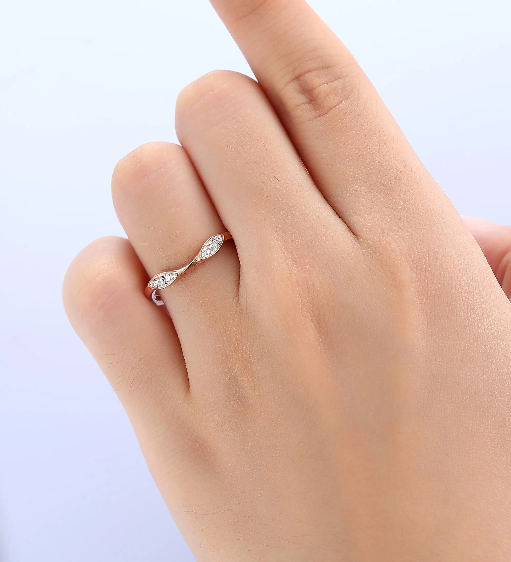 Minimalist Wedding Band Cluster Moissanite Stacking Ring Antique Bridal Wedding Ring Women