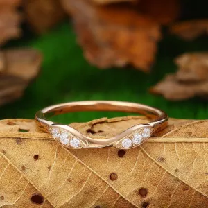 Minimalist Wedding Band Cluster Moissanite Stacking Ring Antique Bridal Wedding Ring Women