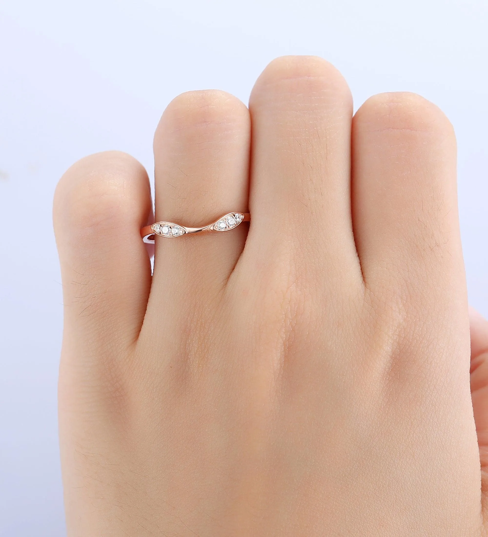 Minimalist Wedding Band Cluster Moissanite Stacking Ring Antique Bridal Wedding Ring Women