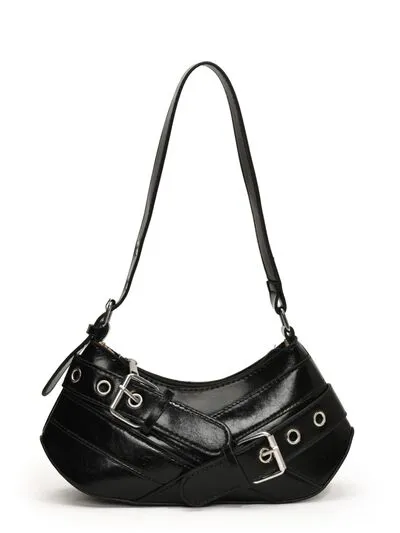 Miranda Leather Buckle Shoulder Bag in Four Colors