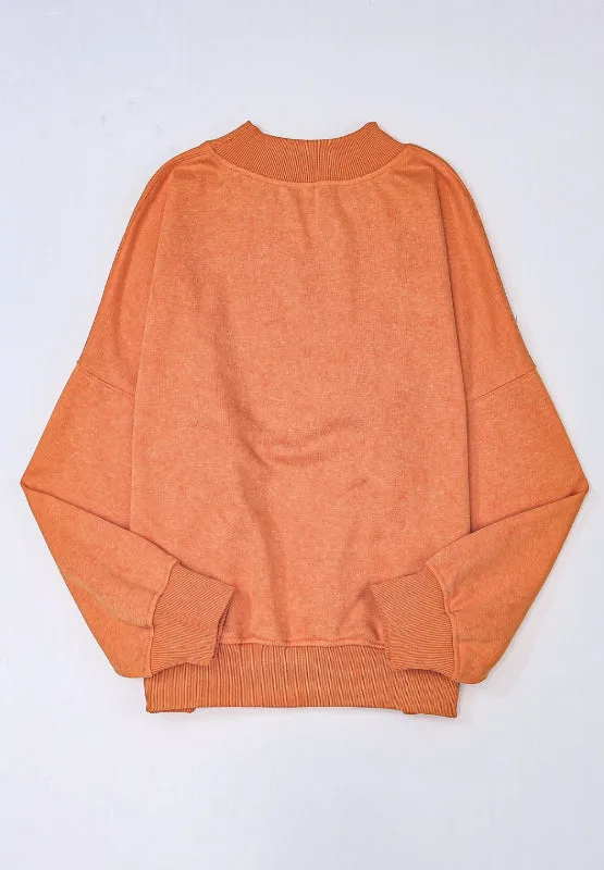 Mock Neck Dropped Shoulder Sweatshirt
