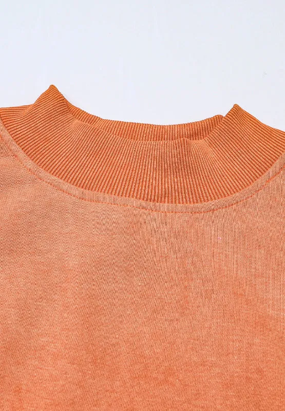 Mock Neck Dropped Shoulder Sweatshirt