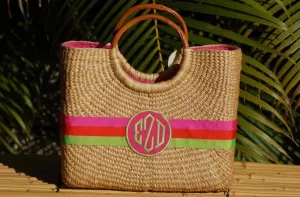 Monogram Medium Hyannisport Straw Basket Bag