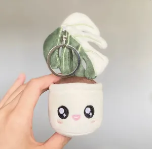 Monstera Deliciosa Albo Variegata Plush Keychain