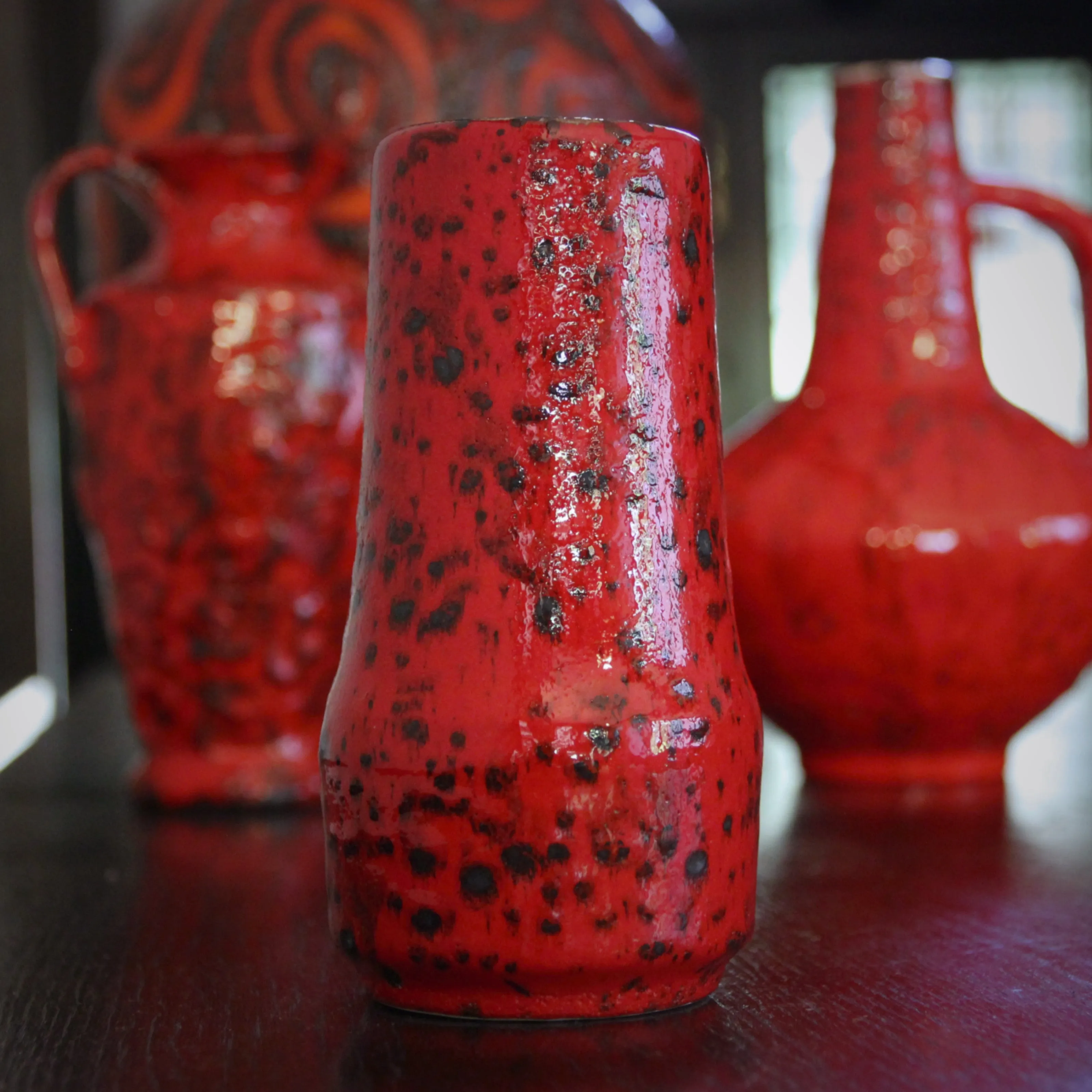 Mottled Red & Black Vase