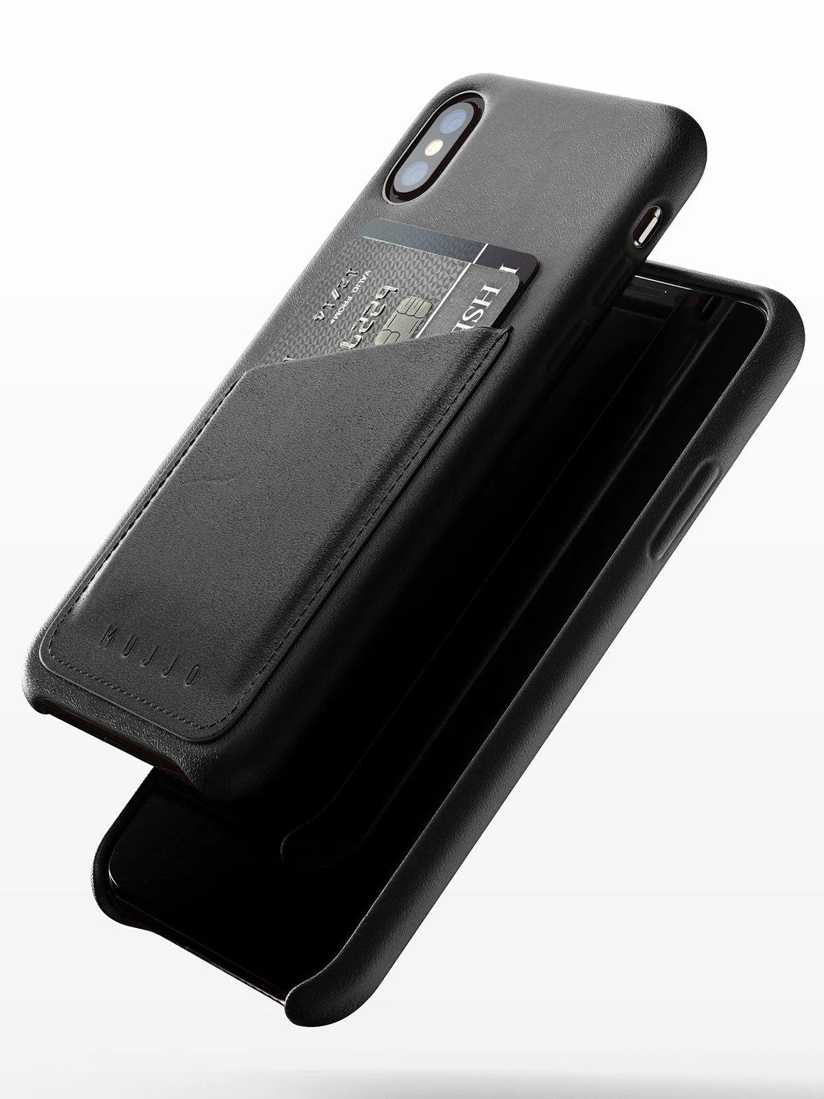 Mujjo Full Leather Wallet Case for iPhone XS Black