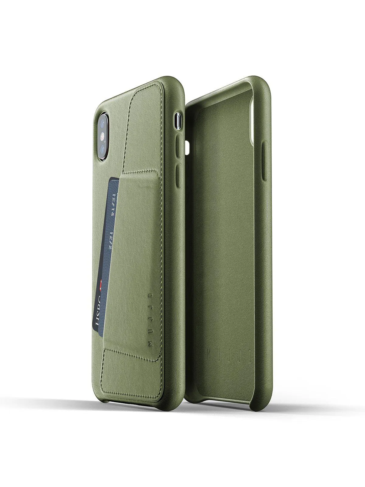 Mujjo Full Leather Wallet Case for iPhone XS Max Olive