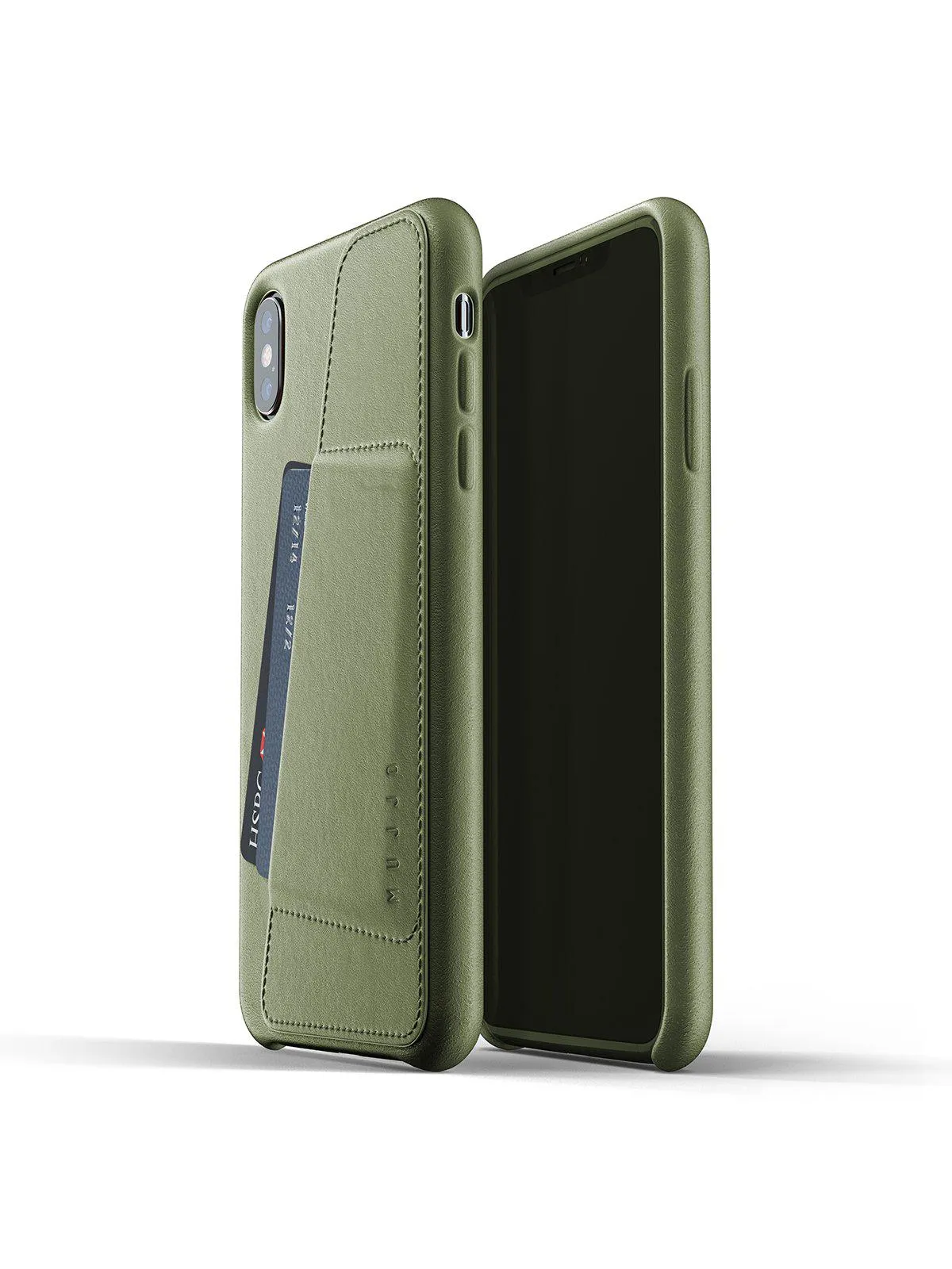 Mujjo Full Leather Wallet Case for iPhone XS Max Olive