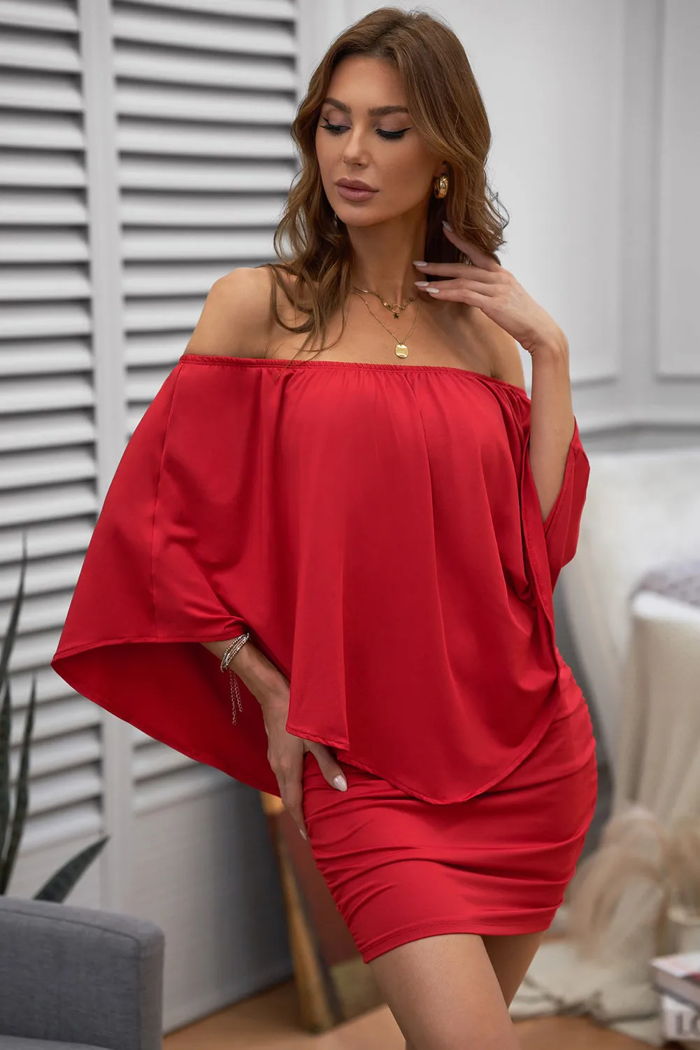 Multiple Dressing Layered Red Mini Dress