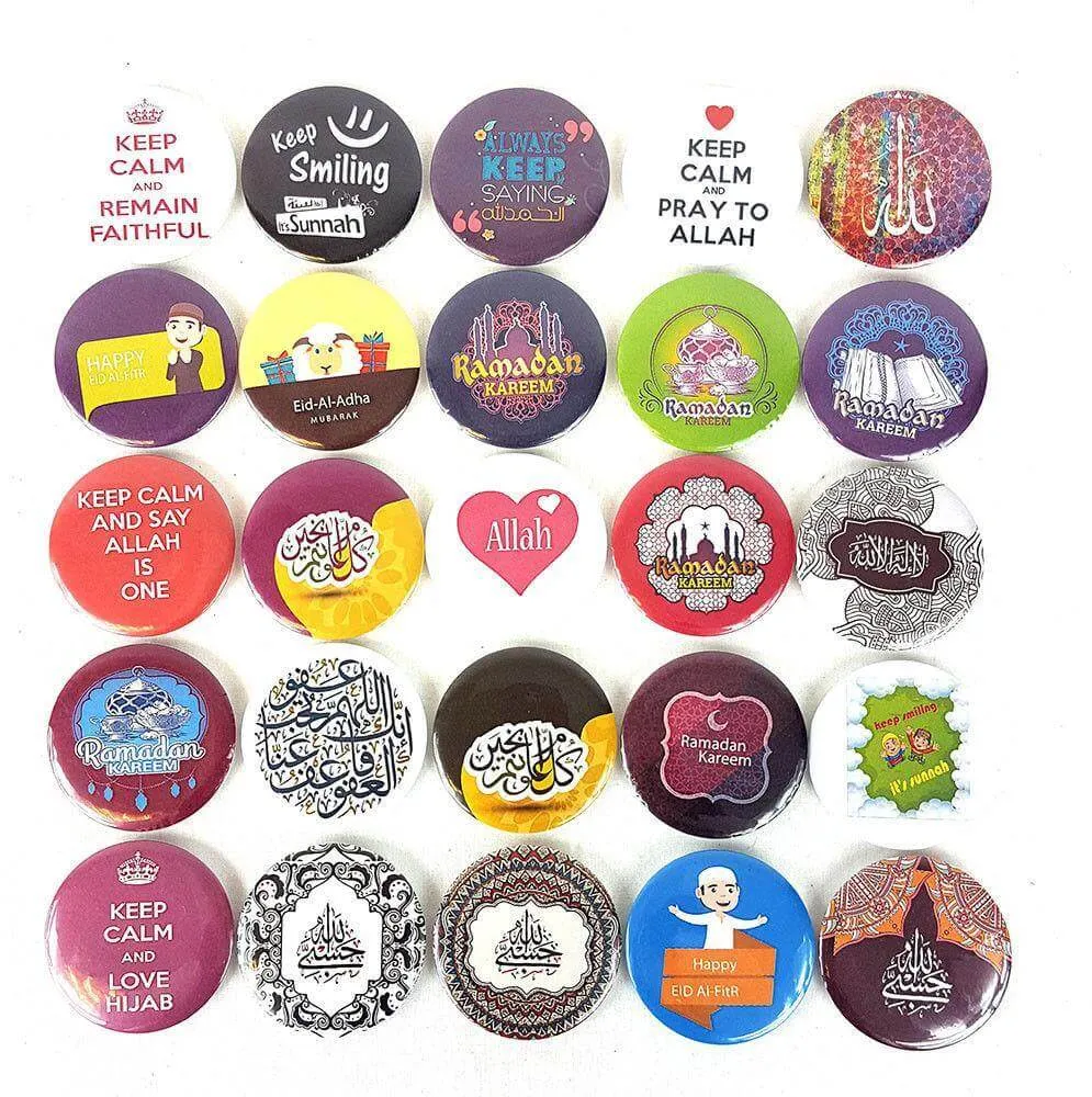 Muslim BADGE BUTTON PIN "Eid Mubarak" (Big Size 2.25inch/58mm) ISLAM GIFT