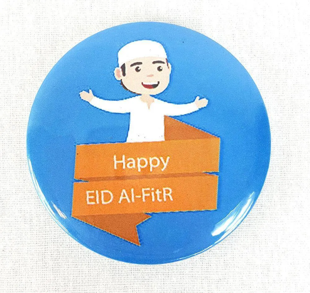Muslim BADGE BUTTON PIN "Eid Mubarak" (Big Size 2.25inch/58mm) ISLAM GIFT