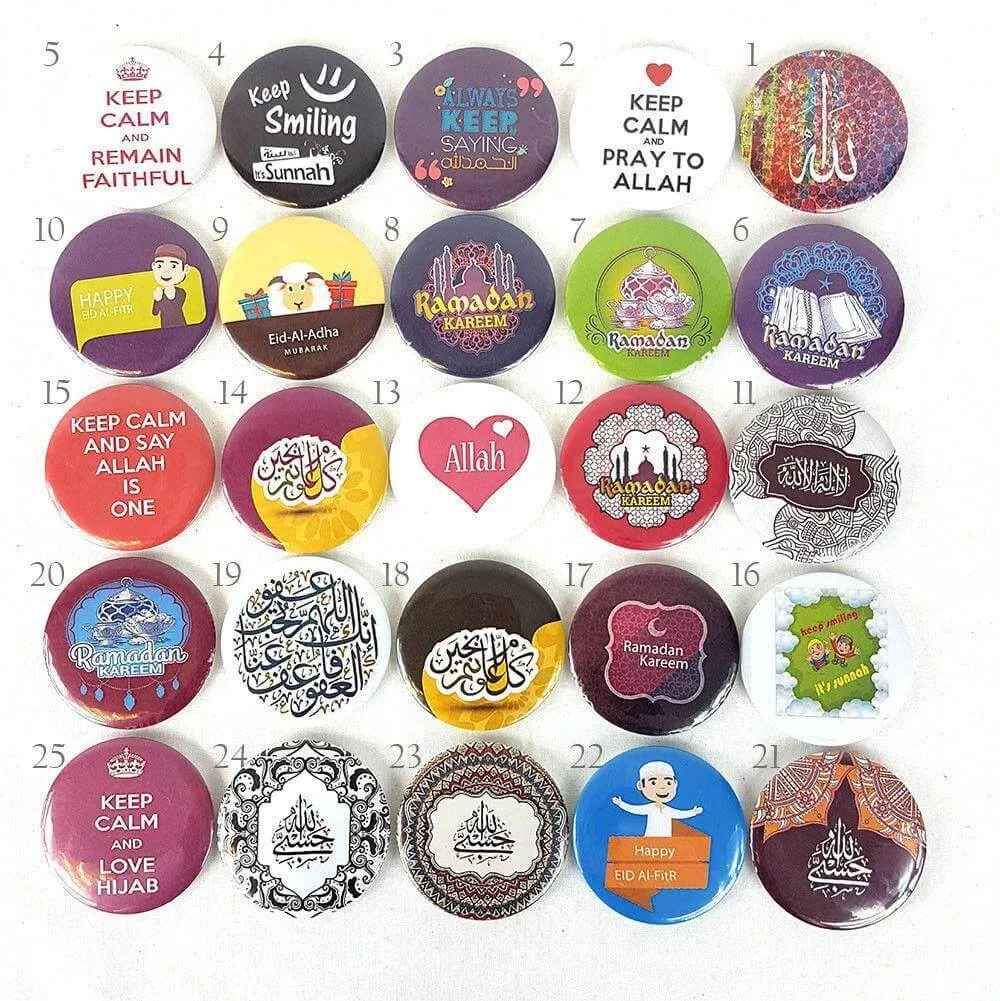 Muslim BADGE BUTTON PIN "Eid Mubarak" (Big Size 2.25inch/58mm) ISLAM GIFT