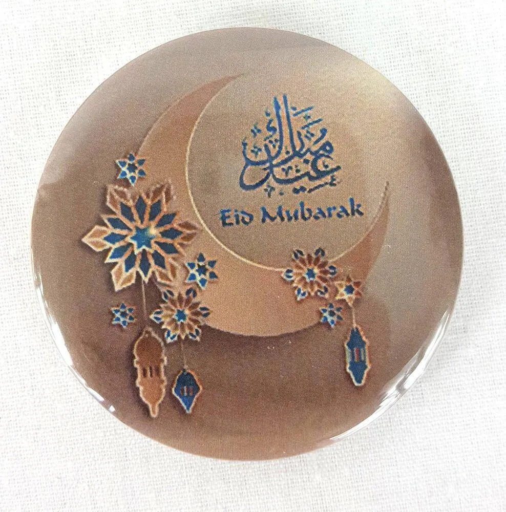Muslim BADGE BUTTON PIN "Eid Mubarak" (Big Size 2.25inch/58mm) ISLAM GIFT