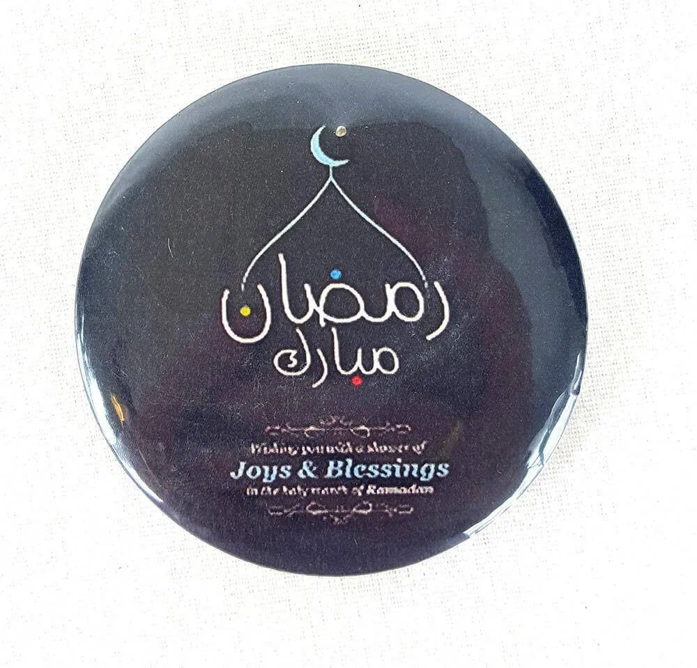 Muslim BADGE BUTTON PIN "Eid Mubarak" (Big Size 2.25inch/58mm) ISLAM GIFT