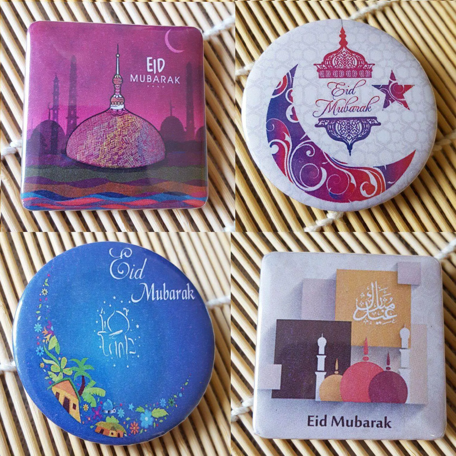 Muslim BADGE BUTTON PIN "Eid Mubarak" (Big Size 2.25inch/58mm) ISLAMIC GIFT
