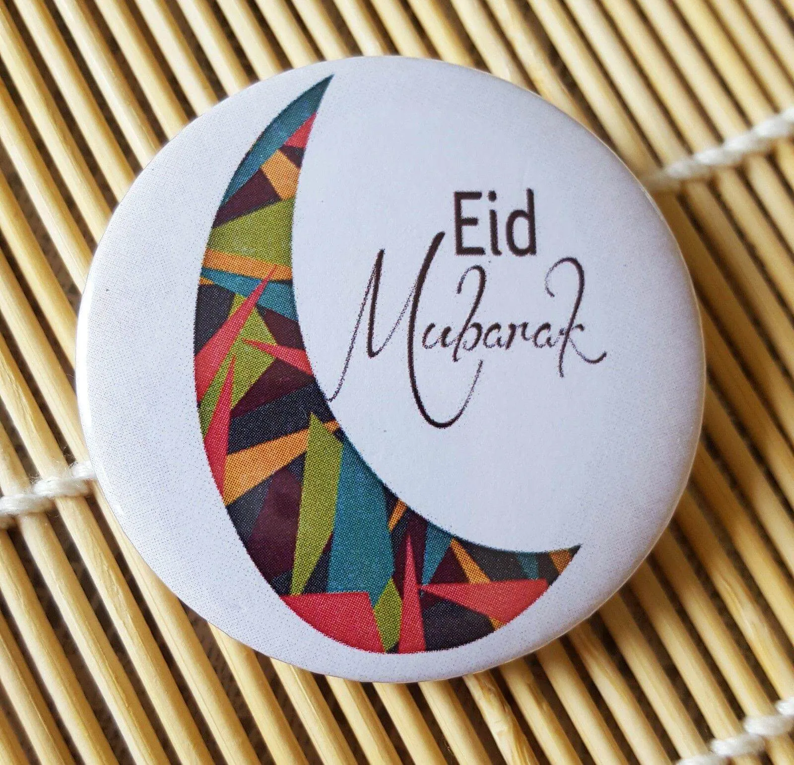 Muslim BADGE BUTTON PIN "Eid Mubarak" (Big Size 2.25inch/58mm) ISLAMIC GIFT