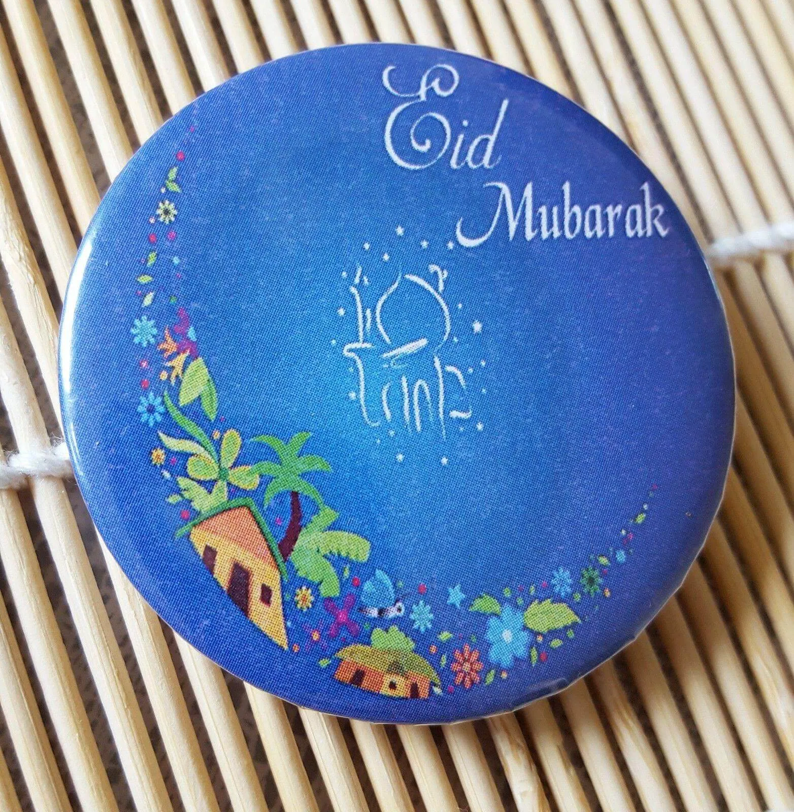 Muslim BADGE BUTTON PIN "Eid Mubarak" (Big Size 2.25inch/58mm) ISLAMIC GIFT