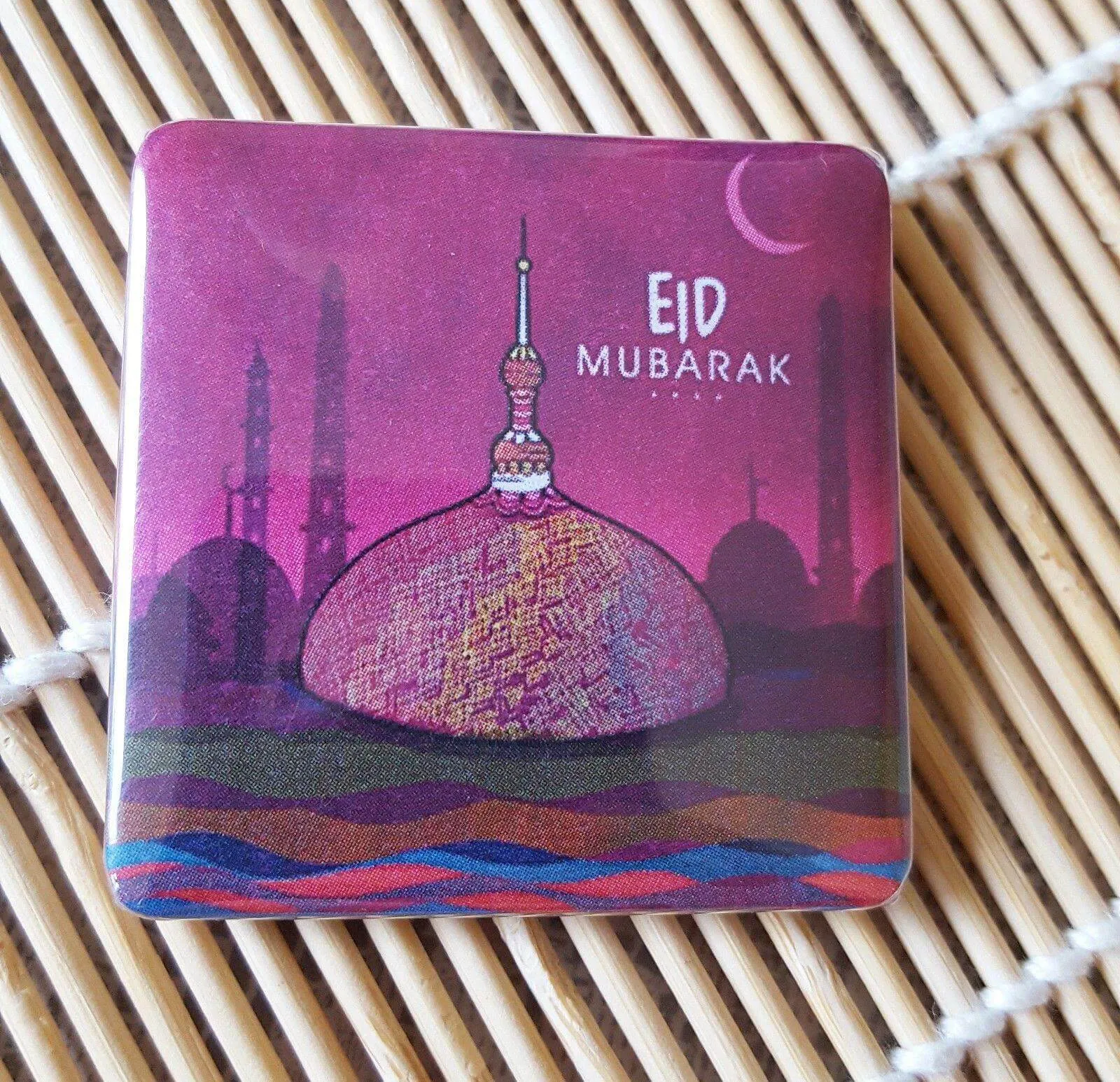 Muslim BADGE BUTTON PIN "Eid Mubarak" (Big Size 2.25inch/58mm) ISLAMIC GIFT