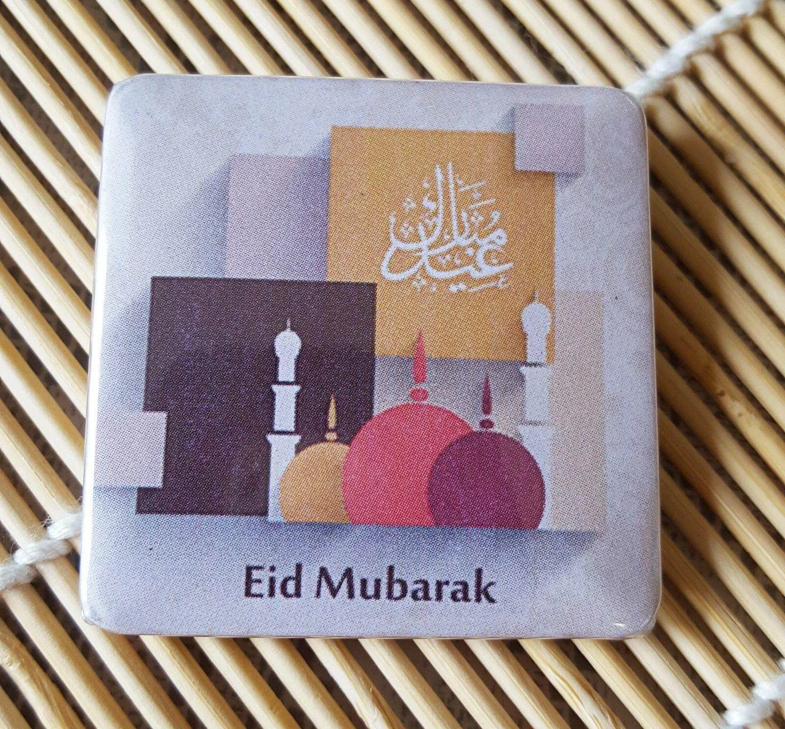 Muslim BADGE BUTTON PIN "Eid Mubarak" (Big Size 2.25inch/58mm) ISLAMIC GIFT