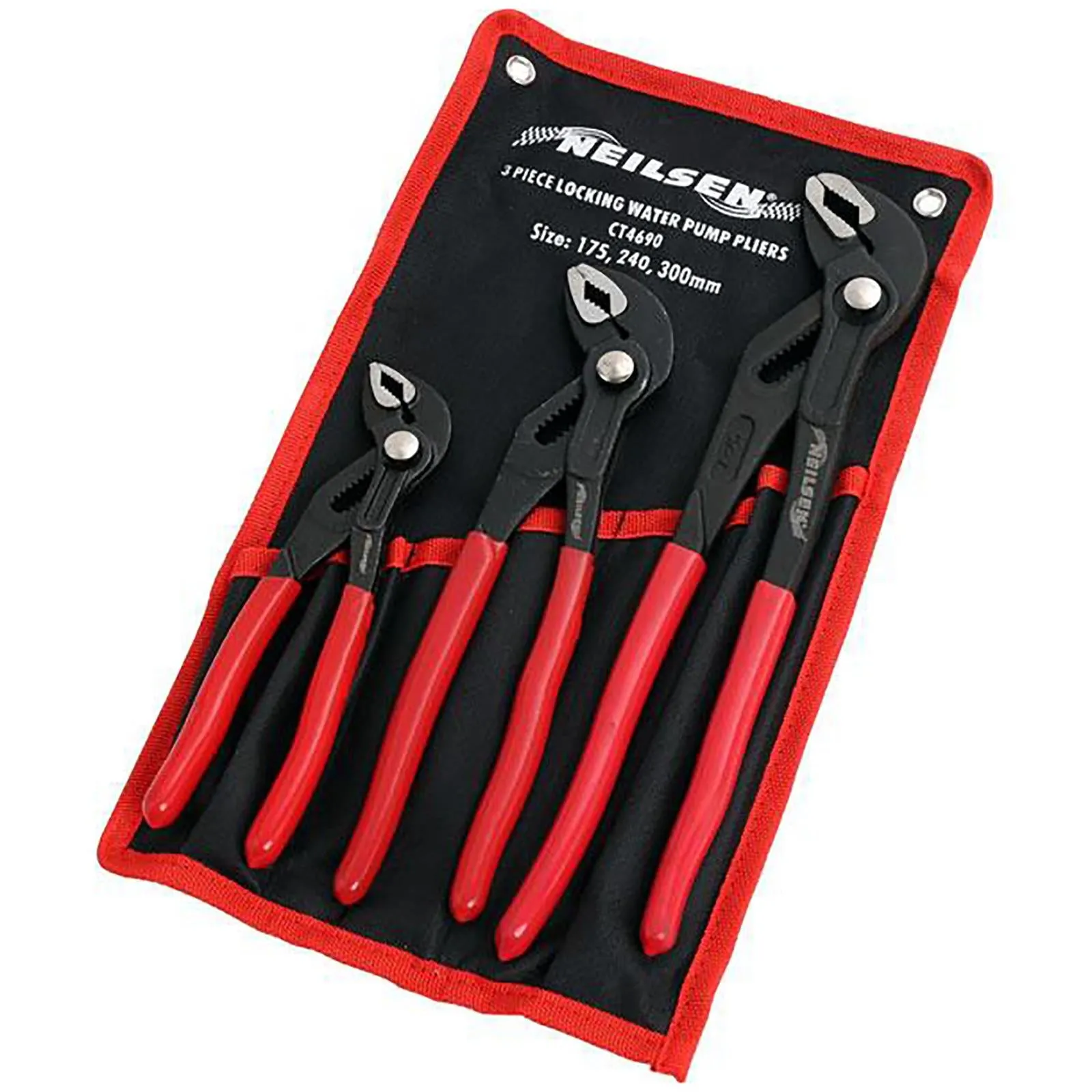 Neilsen Water Pump Pliers Set Locking Slip Joint Wrench Plumbers Soft Grips