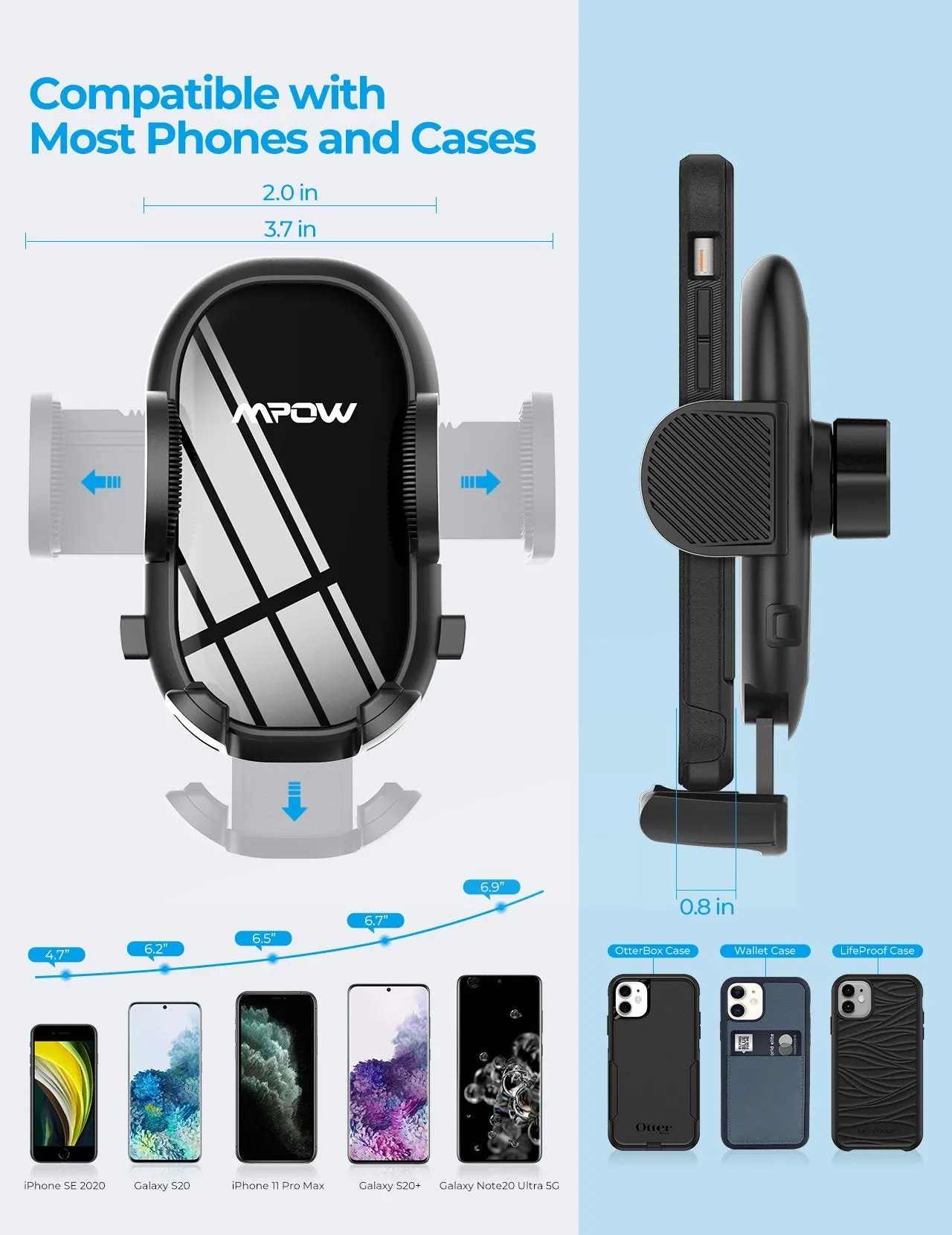 New in box!  Mpow CA163A Air Vent Phone Holder with Stable Clip, Black!