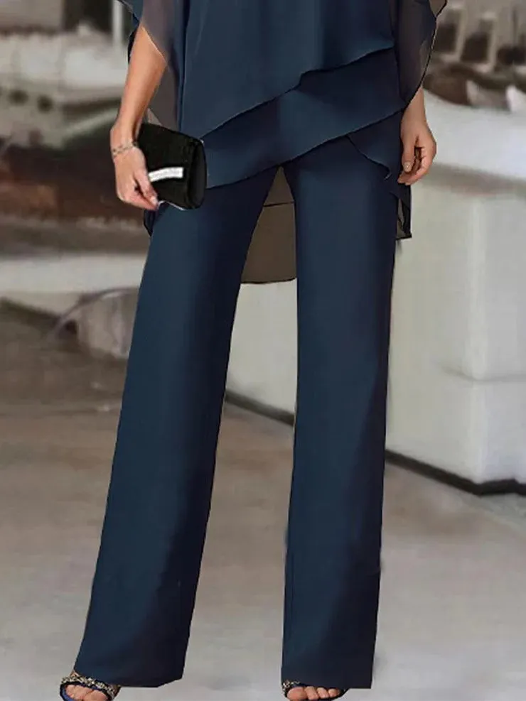 NEW Navy Cold Shoulder Ruffled Tiered Top and Pants Two Piece Set - Sz XL - Retails $104 