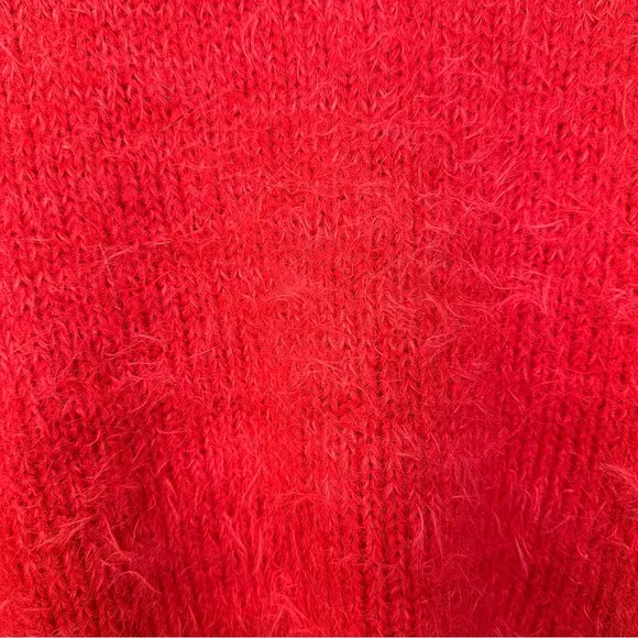 NWT Free People Red Fuzzy Pop Star Cropped Sweater
