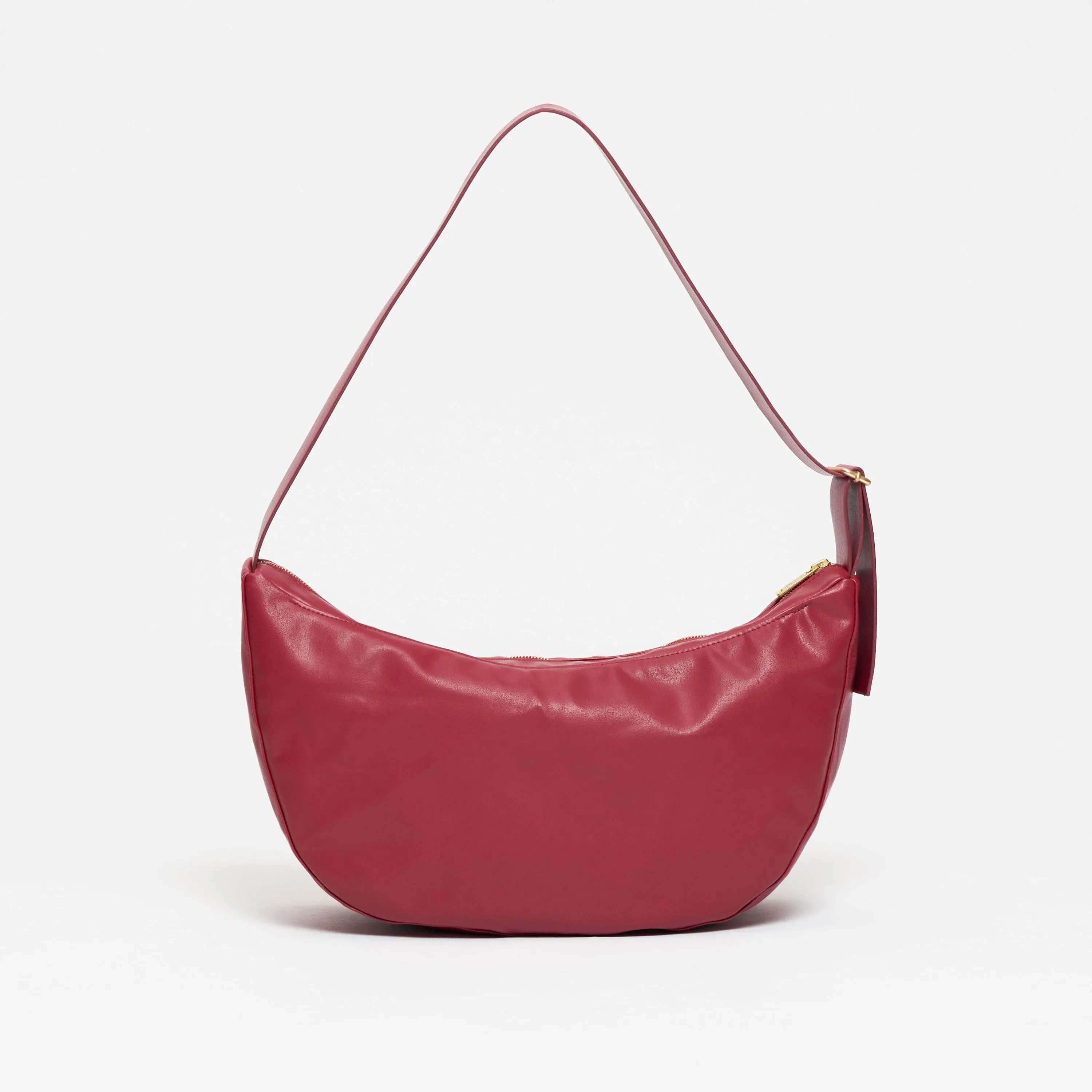 Oleatex Vegan Olive Leather Half Moon Bag | Cherry Red