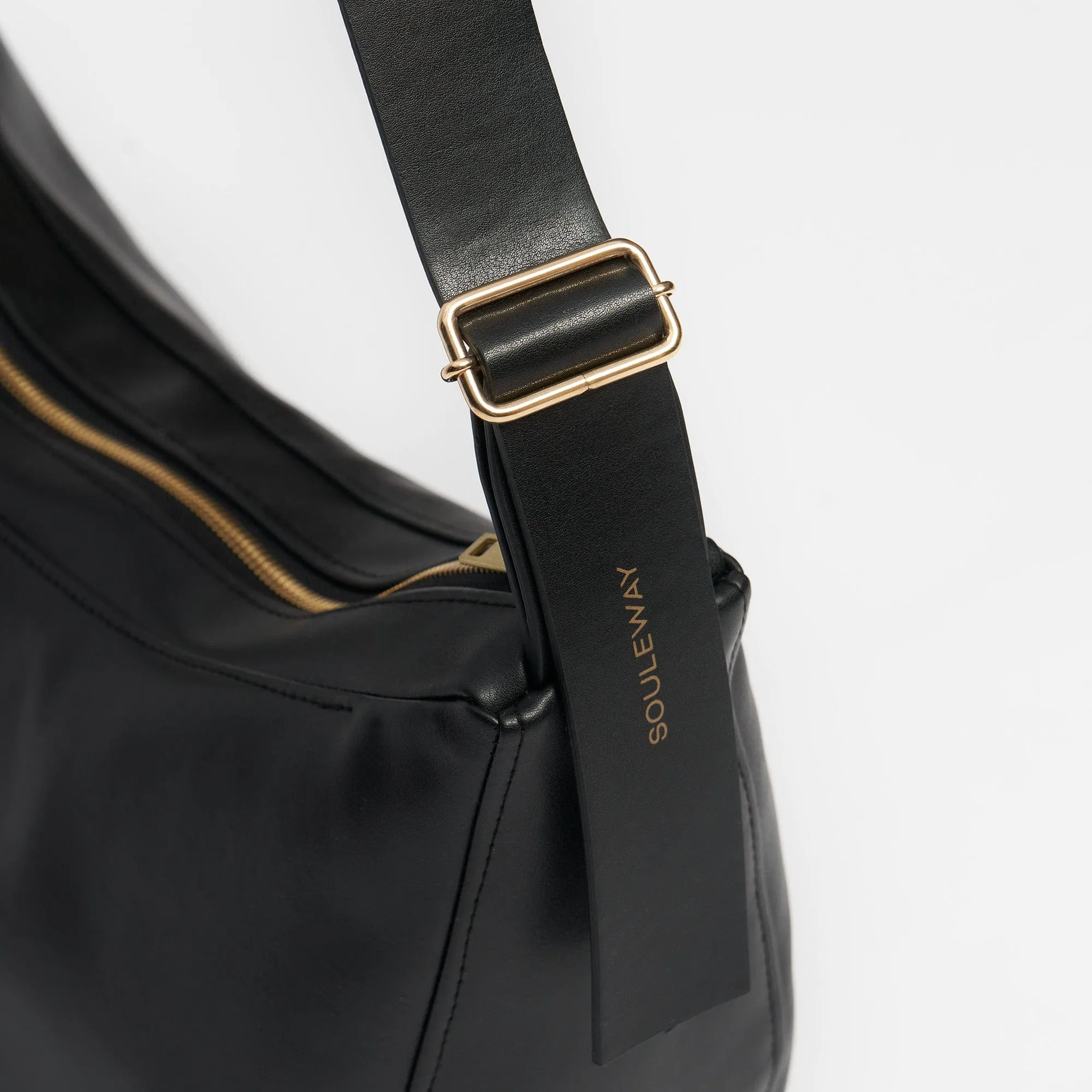 Oleatex Vegan Olive Leather Half Moon Bag | Night Black