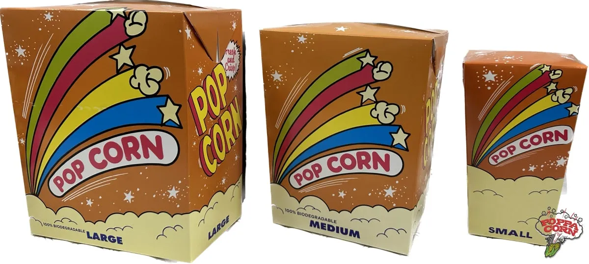 Orange Popcorn Box Large 250/case - 130OZ - 100% Biodegradable - BOX008