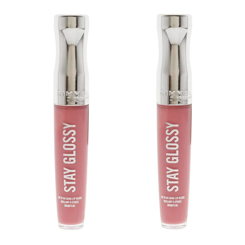 Pack of 2 Rimmel Stay Glossy 6HR Lip Gloss, Claridge's Ruby # 150