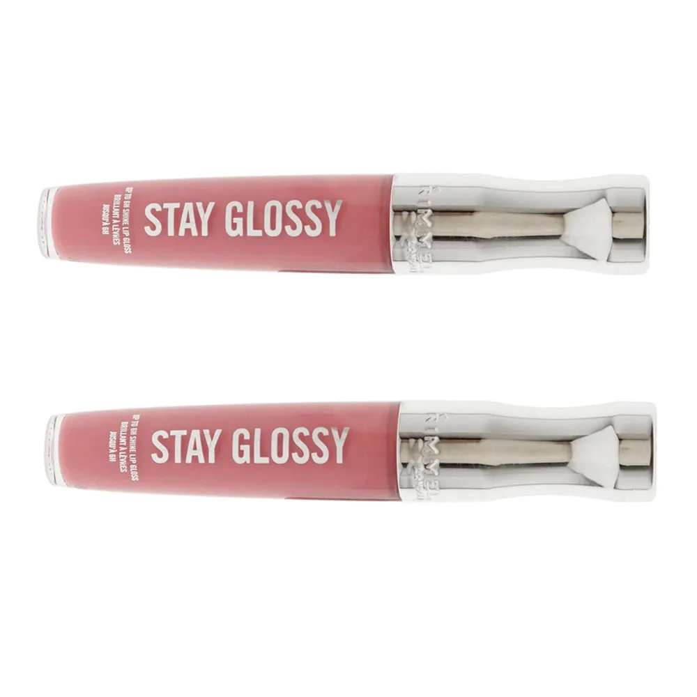 Pack of 2 Rimmel Stay Glossy 6HR Lip Gloss, Claridge's Ruby # 150