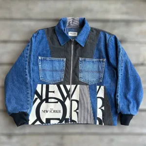 Patchwork Denim Jacket with Iconic New Yorker Tote Front and Back