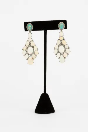 Pave Diamond, Opal Earrings