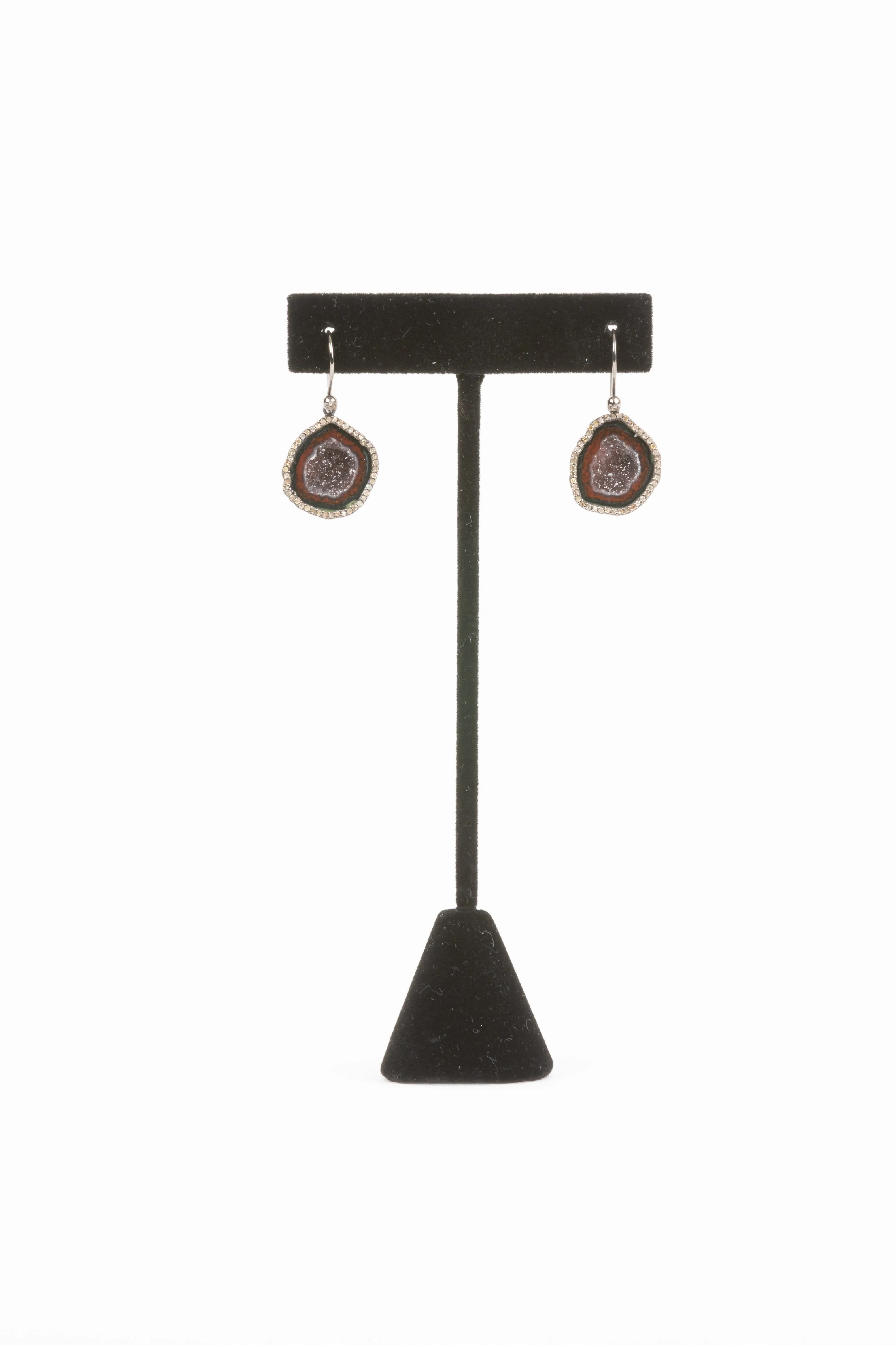 Pave Diamond, Sliced Geode Earrings