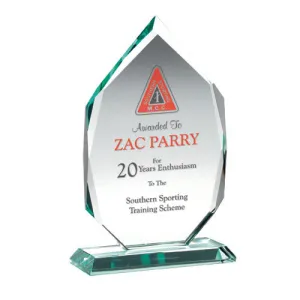 Personalised Jade Glass Award - Diamond On Base
