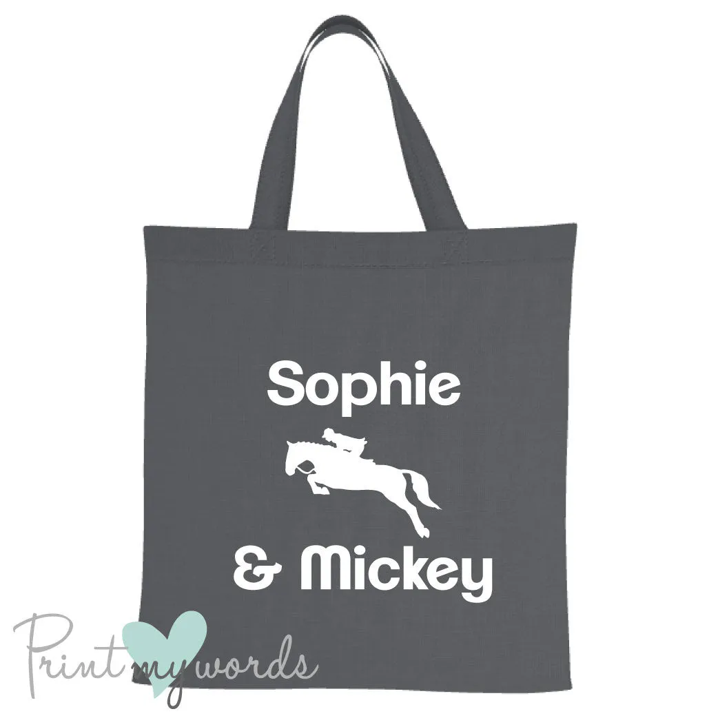 Personalised Jumping Equestrian Tote Bag