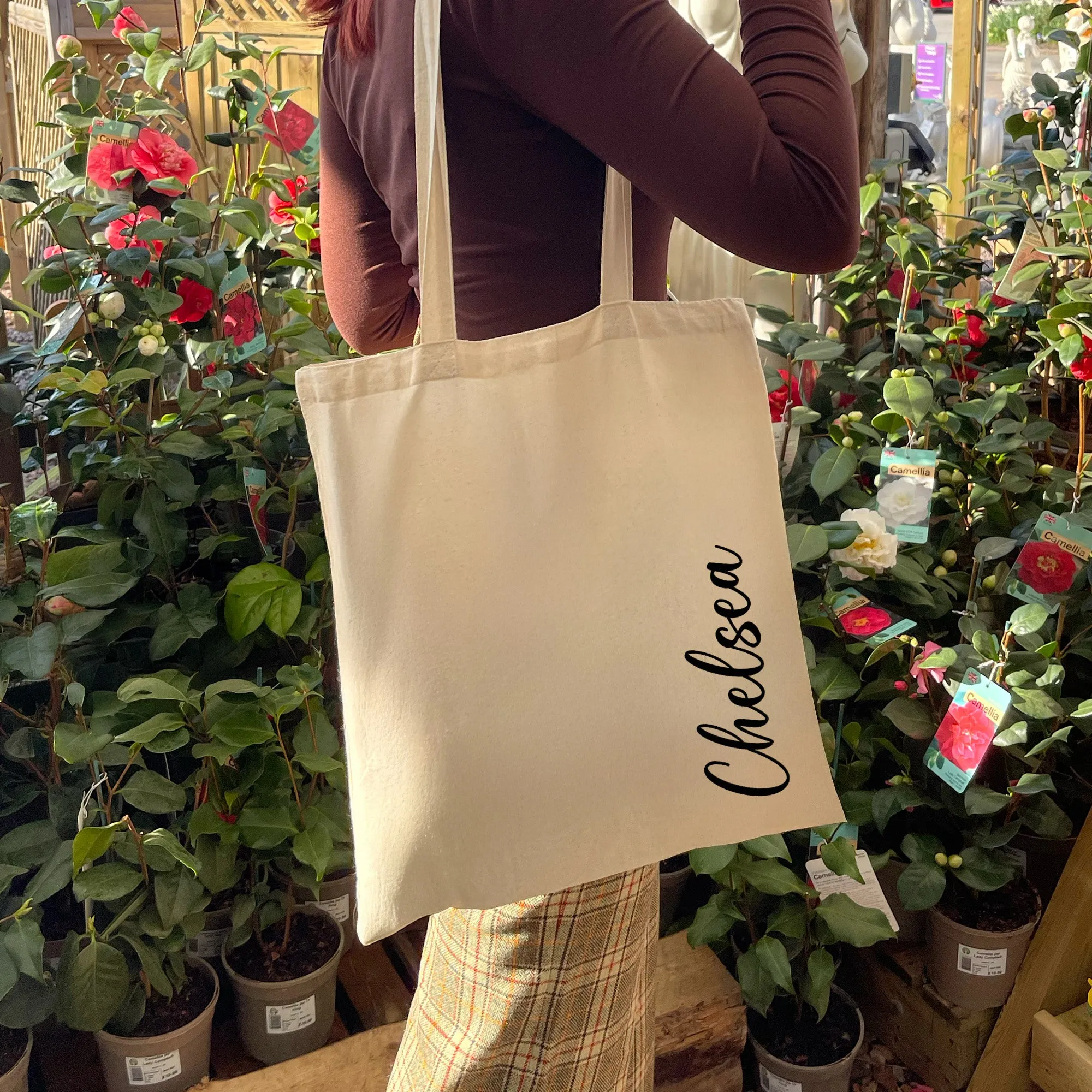 Personalised Natural Cotton Tote Bag with Name
