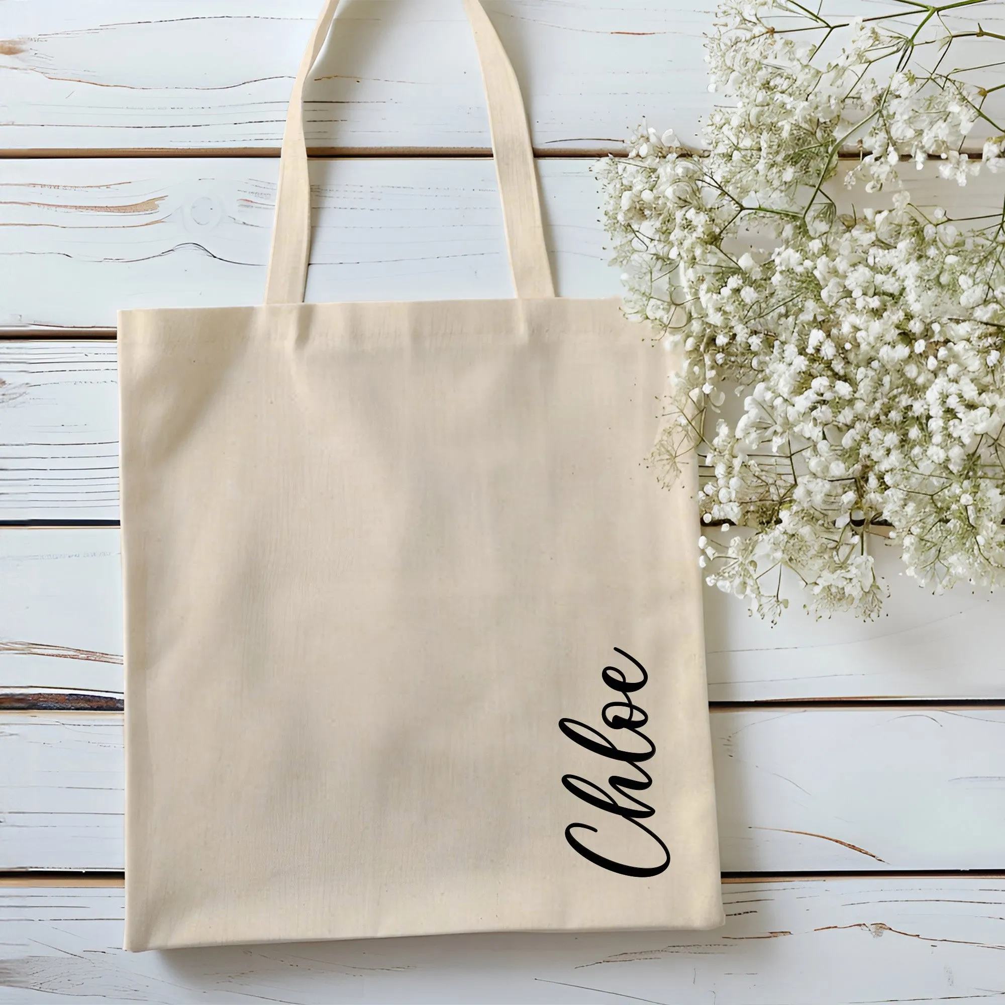 Personalised Natural Cotton Tote Bag with Name