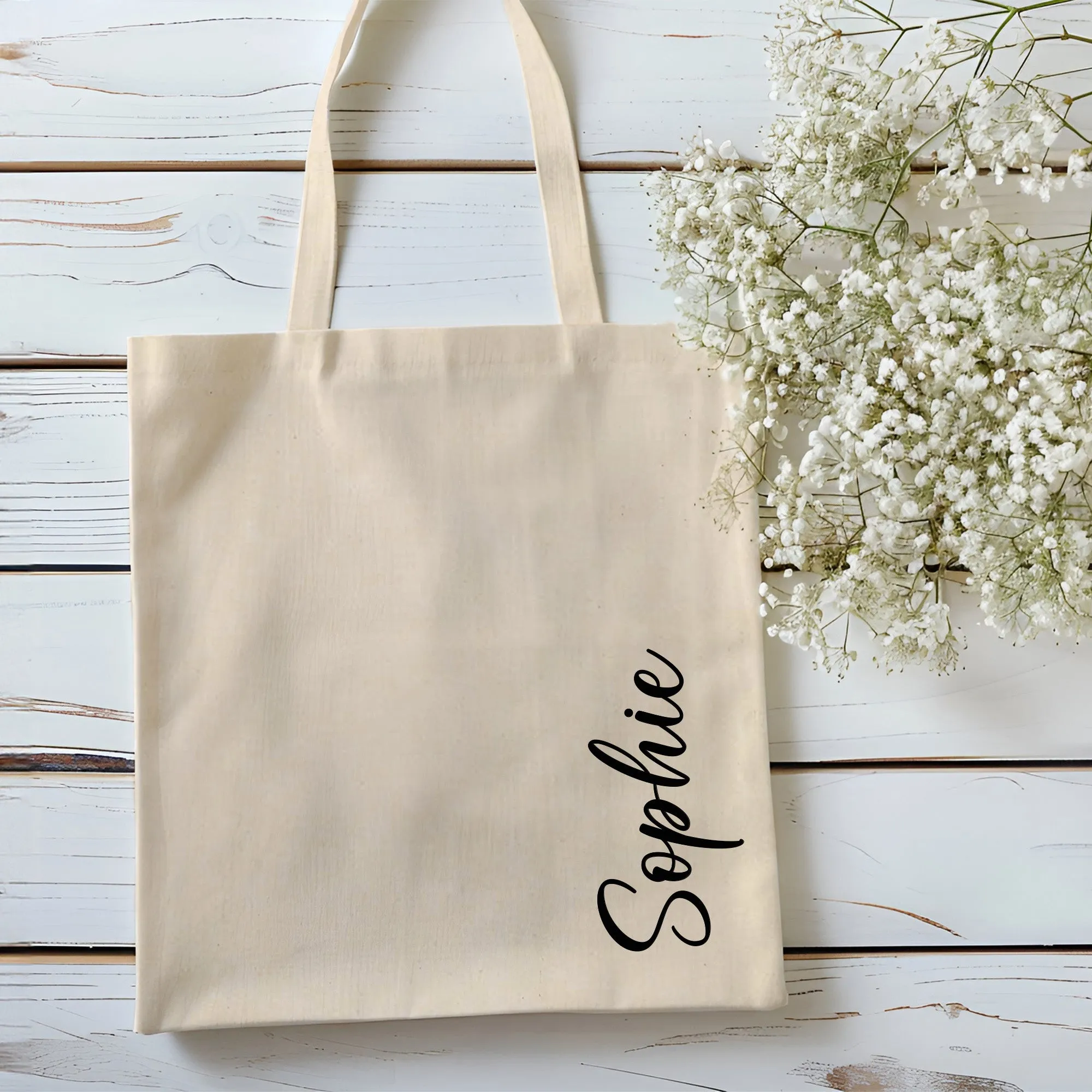 Personalised Natural Cotton Tote Bag with Name