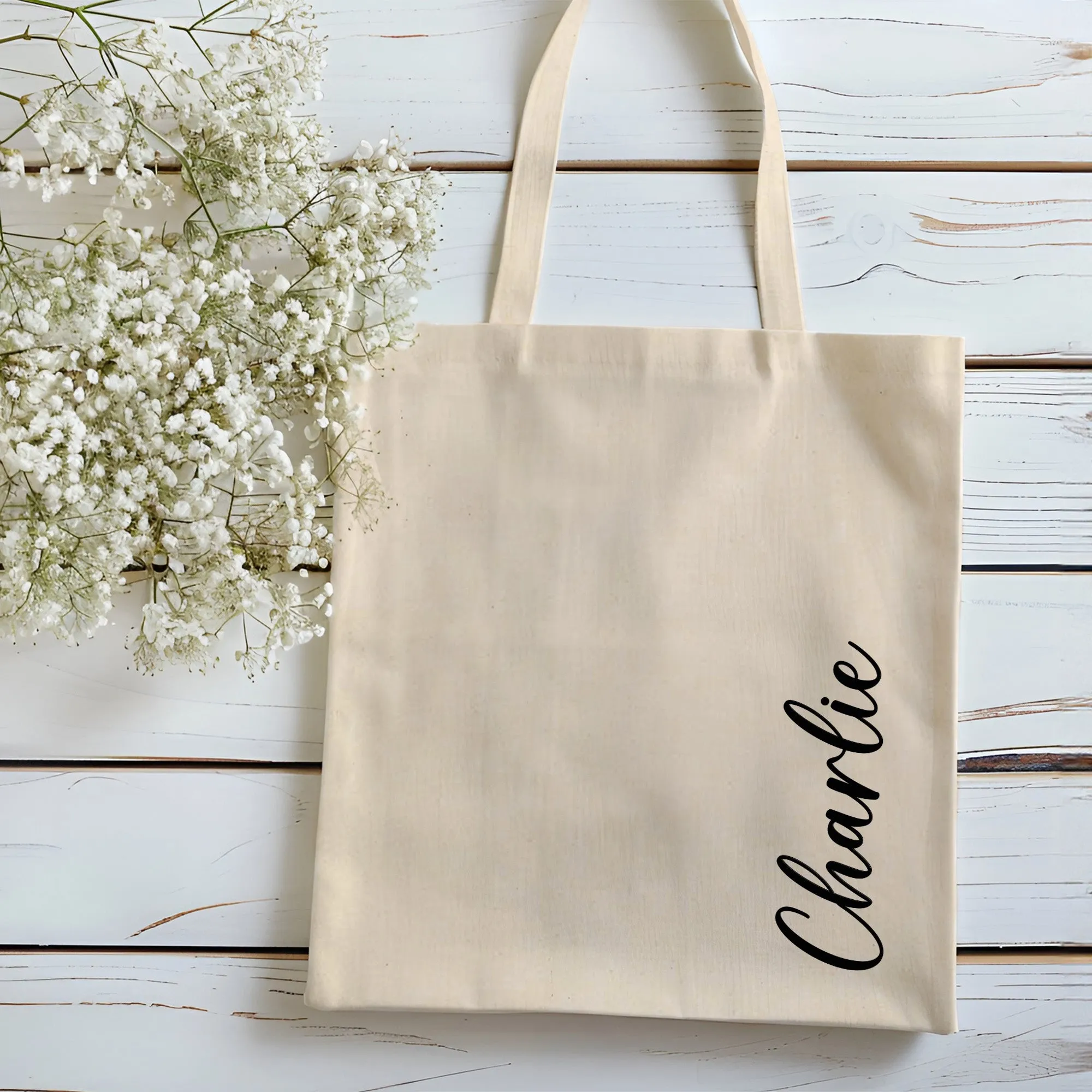 Personalised Natural Cotton Tote Bag with Name