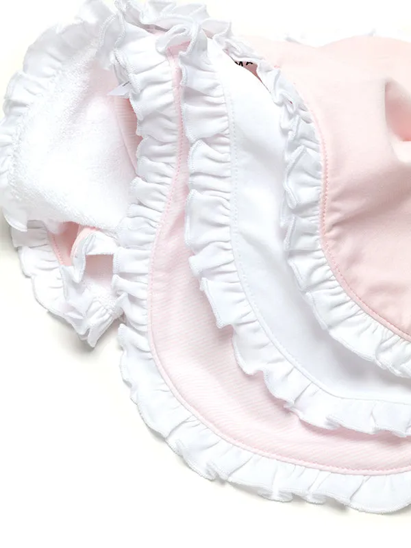 Pink Stripe Ruffle Burp Cloth