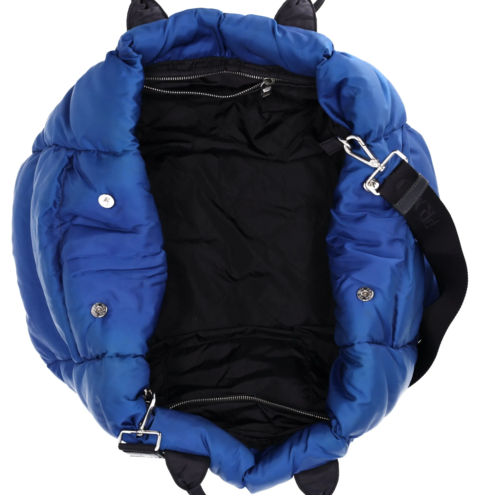 Prada Tessuto Nylon Bomber Tote Royal Blue Black Multi