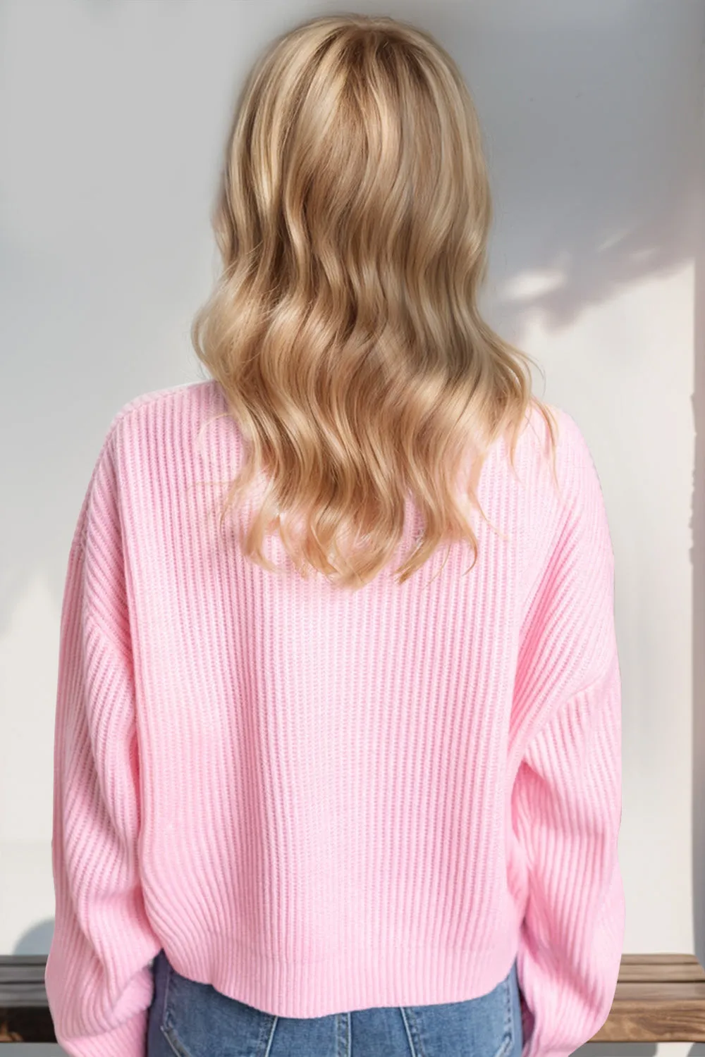 PREORDER MERRY & BRIGHT Christmas Dropped Shoulder Cropped Sweater