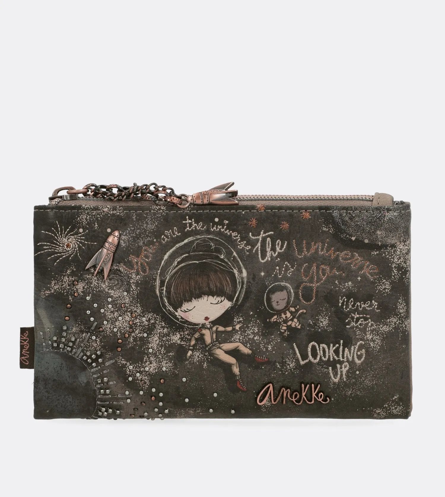 Pretty large universe wallet with a printed design