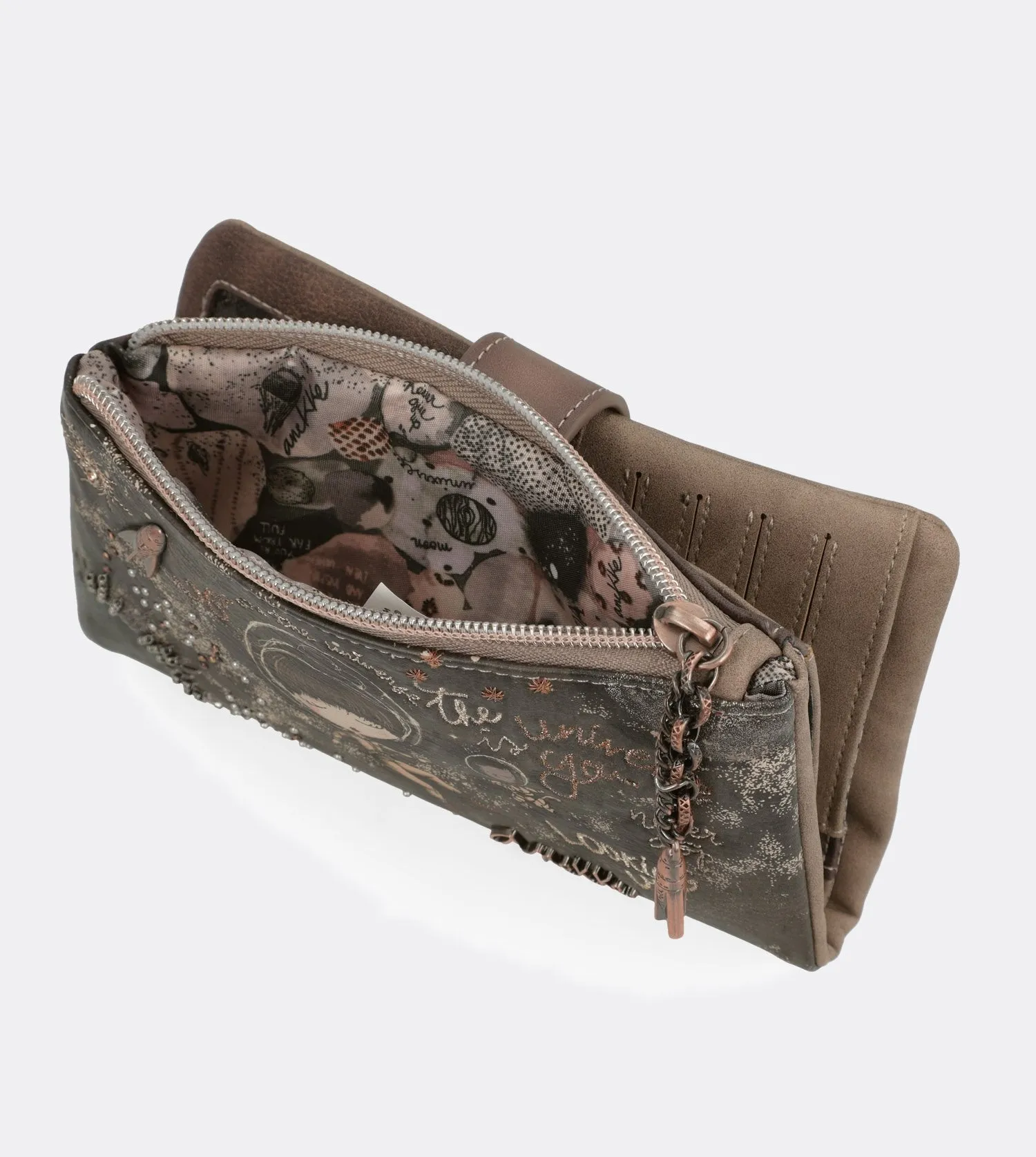 Pretty large universe wallet with a printed design