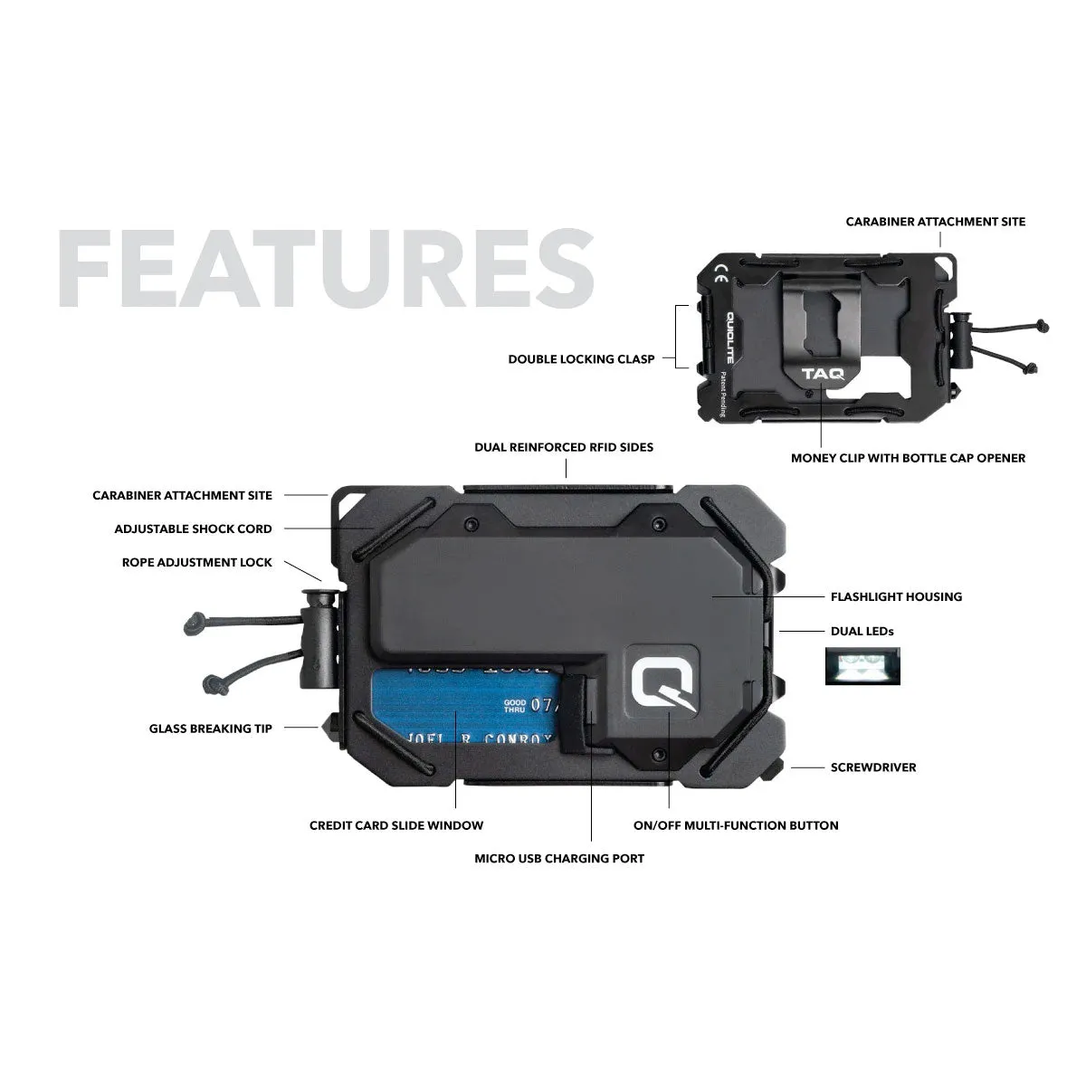 Quiqlite TAQ Wallet Aluminum