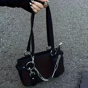 realaiot  Y2K Punk Style Shoulder Bag, Trendy Motorcycle Underarm Bag, Trendy Handbag & Purse